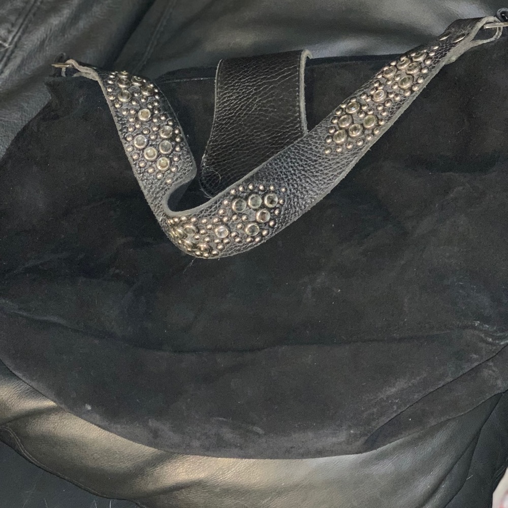 Tylie Malibu suede bag with jeweled strap